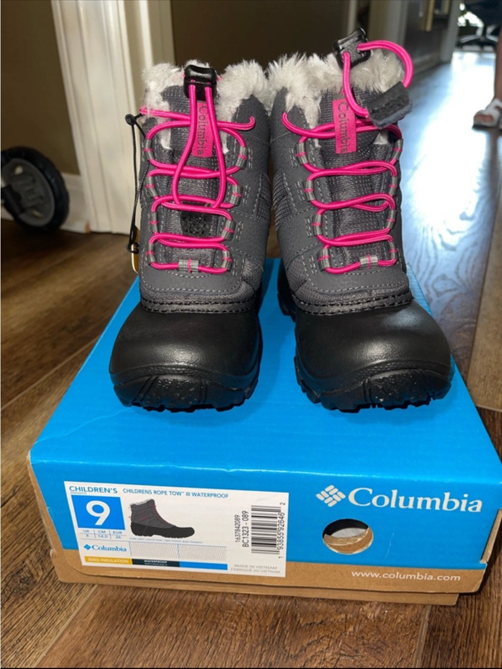 Columbia Kids Gray and Pink Waterproof Snow Boots